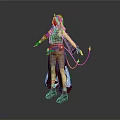 Anime Character With White Hair Gray Outfit Red Shoes And Rope Accessory Design