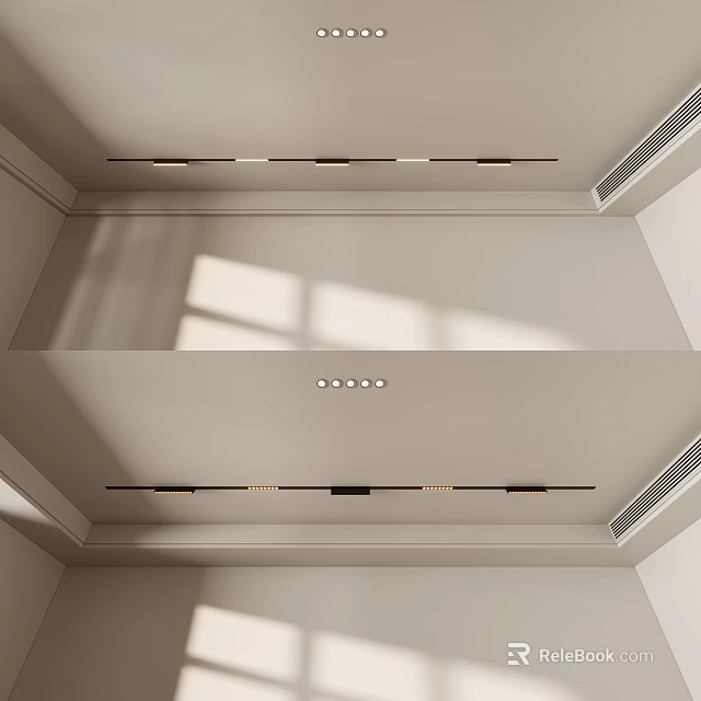 Modern Ceiling Design With Recessed Lighting And Clean White Finish 3d model 