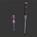 Small And Large Workshop Screwdrivers With Wooden Handles And Metal Shafts