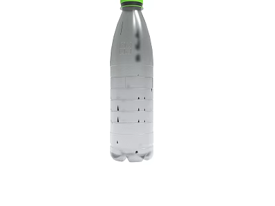 Transparent Plastic Water Bottle With Green Cap And Measurement Lines 3d model