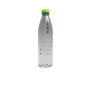 Transparent Plastic Water Bottle With Green Cap And Measurement Lines 3d model