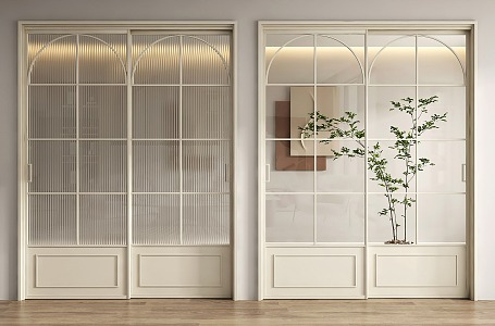 French sliding door 3d model