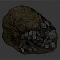 Natural Stones Pile With Brown Soil And Rough Texture On Dark Background