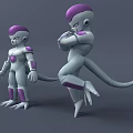 Game Movie Character 3D Model With Purple White Body And Tail In Different Poses