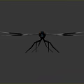 Dragonfly With Blue Black Body Orange Eyes And Black White Wings On Gray Background