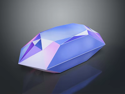 Vibrant Polyhedral Gemstone With Blue Purple Gradient Facets On Black Background 3d model