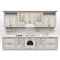 Elegant White Kitchen Interior With Glass Door Cabinets Gold Hardware And Stove