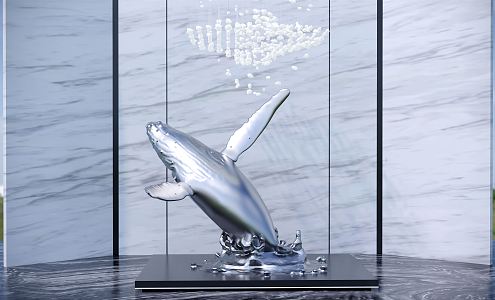 Modern City Sculpture Whale Sculpture Commercial Square Sculpture 3d model