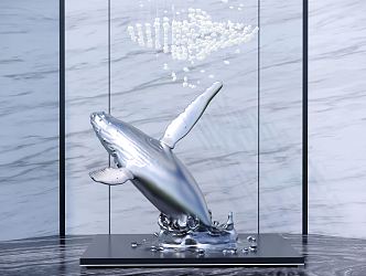 Modern City Sculpture Whale Sculpture Commercial Square Sculpture 3d model