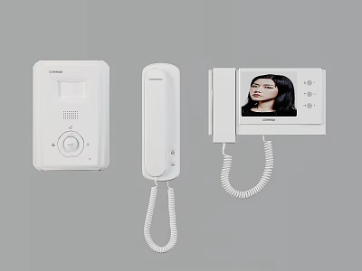 White Doorbell System with Outdoor Unit Indoor Intercom and Video Screen 3d model