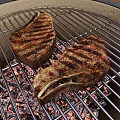Red Commercial Barbecue Grill With Foldable Side Table And Steak Grilling Feature