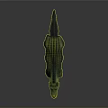 Green Mythical Hybrid Animal with Striped Skin Crocodile Head Horse Body Sharp Teeth Reptilian Tail