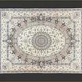 Intricate Patterned Traditional Area Rug With Oval Central Medallion And Pastel Pink Blue White Hues