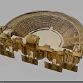 Ancient Amphitheater With Stone Structure And Tiered Seats Circular Design Historical Ruins