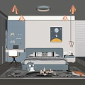 Cozy Modern Kids Room Interior With Bed Desk Chair Rug Toys And Artwork