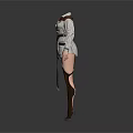 Black And White Fashion Coats With Belted Design And Leg Straps
