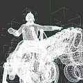 Game and Movie Character Riding Mechanical Horse in Blue Uniform With Helmet and White Gloves