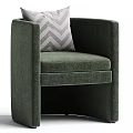 Dark Green Upholstered Armchair With Chevron Pattern Throw Pillow And Armrest 3d model