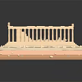 Ancient Greek Architectural Model With Classical Columns Stone Steps And Platform Structure