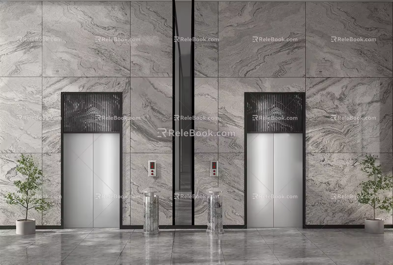 modern elevator hall elevator car 3d model