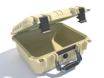 Open Beige Hardware Tool Storage Box With Secure Latches Durable Handle And Portable Design 3d model