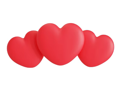 Three Red Heart Shaped Ornamental Decor Set for Home Decoration Accents 3d model
