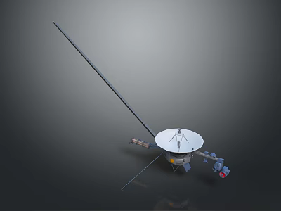 Satellite Antenna With White Disc Long Rod And Metal Support Components 3d model