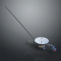 Satellite Antenna With White Disc Long Rod And Metal Support Components 3d model
