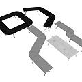 Modern Office Desks With Curved And Rectangular Shapes In Black Gray And White Designs