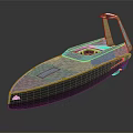 Luxury Modern Yacht Model With Blue Gold Exterior Streamlined Shape And Metallic Finish Shiny Deck