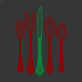 Silver Metal Cutlery Set with Elegant Handle Design Including Forks Knife and Spoons