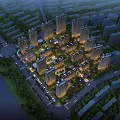 Aerial View Planning of Modern Urban Area with High rise Buildings and Green Spaces
