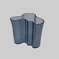 Modern Minimalist Blue Ceramic Vases With Wavy Edges And Vertical Stripes Matte Finish