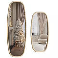 Oval Mirrors Reflecting Cozy Indoor Decor Scenes 3d model