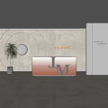 Modern Front Desk Acrylic Front Desk Gradient Color Front Desk Front Desk Reception Area Front Desk Background Wall Green Plant 3d model