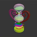 Decorative Hourglass With Brown Swirled Stand And White Skull On Black Base