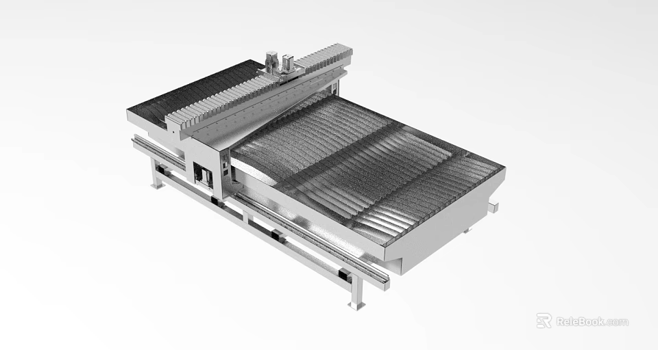 Heavy Duty Industrial Equipment With Conveyor Belt And Metal Worktable Components 3d model 