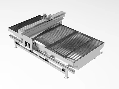 Heavy Duty Industrial Equipment With Conveyor Belt And Metal Worktable Components 3d model