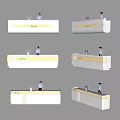 Modern Reception Desk With Curved Design LED Lighting And White Glossy Surface 3d model