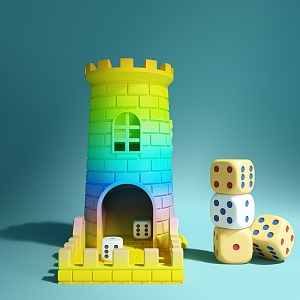 Creative cartoon dice tower dice cup 3d model