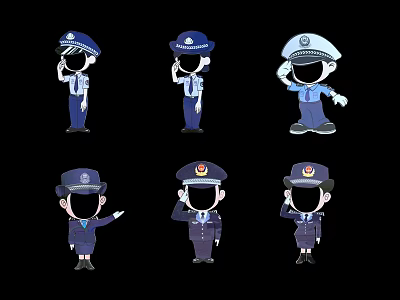 Cartoon police humanoid standing card police little person warm reminder police reminder card special-shaped kt board portrait standing card support display board humanoid stand standing card business attire 3d model