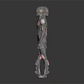 Robot Characters With Metallic Texture Front And Back Views And Glowing Elements 3d model