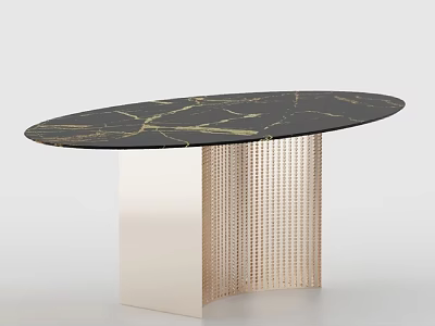Modern Round Table With Black Marble Top Gold Veins And Gold Metal Legs 3d model