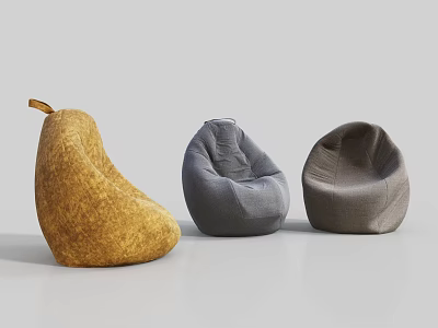 Comfortable Bean Bag Chairs in Three Colors and Different Styles for Living Room Decor 3d model