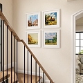 Corridor Staircase Railing Corridor Display Photo Frame Combination Simple Corridor Picture Frame Combination Photo Frame Combination Homestay Details 3d model