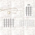 Various Styles Of Modern Chandelier With Curved Metal Lines And Linear White Structures