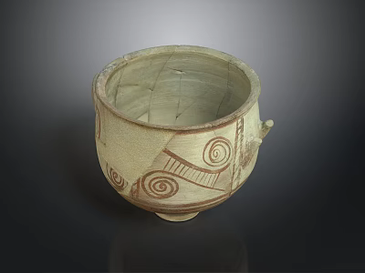 Handcrafted Ceramic Pottery Sculpture With Spiral Patterns And Geometric Designs 3d model