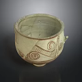Handcrafted Ceramic Pottery Sculpture With Spiral Patterns And Geometric Designs
