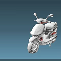 White Scooter With Red Accents In Minimalist Design On Blue Gradient Background
