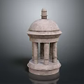 Classical Stone Dome Architectural Structure With Circular Base And Columns